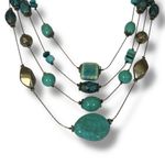 Chico's Chico’s Women’s Necklace Earrings Set Multi Strand Turquoise Gold 12” Length Photo 4