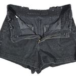 American Eagle  Outfitters High Waisted Denim Shorts Black Paper Bag Waist Size 6 Photo 3