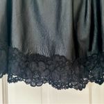 Black Leather Pleated Skirt w. Lace Trim Photo 4