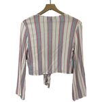 Lulus  Pippi Pink Striped Tie-Front Bell Sleeve Top - Medium Photo 2