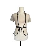 Kimchi Blue Lace Sheer Bolero Top With Black Trim & Tie Closure - Size S Photo 1