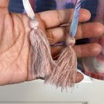 Indigo Blue Women's Indigo Rose Blue Pink Ruffle Flutter Sleeve V-Neck Blouse Size Med EUC Photo 2