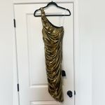 Lulus NWT  Reflections Of Style Shiny Gold One-Shoulder Bodycon Mini Dress Photo 3