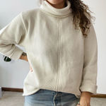 VINTAGE 90s BKG White Chunky Knit Boxy Turtleneck Sweater Size L Photo 0