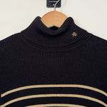 Ralph Lauren Lauren Striped Turtleneck Sweater Small Black Gold Ribbed Knit Photo 1