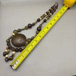 VTG Necklace Beaded Costume Statement Chunky Earthy Gold Tone Hearts Boho Photo 4