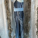 No Boundaries  Boho Maxi Jumpsuit Blue  Crochet Lace Junior Medium‎ Crinkle Crepe Photo 6