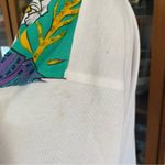 Vintage Victoria Harbour Tropical Foliage & Flower Sequin Beaded Graphic Shirt White Size L Photo 5