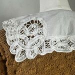 Anthropologie  Cottage Balloon Sleeve Battenberg Lace Collared Cardigan Sweater L Photo 8