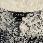 A Byer A. Byer smock banded waist black white snake print blouse top shirt womans L Photo 4