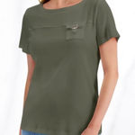 Karen Scott  Green Utility Pocket Top NWT Photo 0
