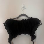 Adika Black Ruffled Crop Top Photo 3