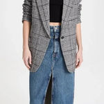 Smythe Oversized Notched Lapel Blazer Gray Glen Check Plaid Small Photo 0