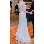Nouvelle Amsale Bonnie Lace Crepe Illusion Column Wedding Dress Size 8 Photo 9
