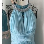 Eliza J $240  Embellished Tiered Chiffon Halter Gown formal AQUA WHISPER 4 Photo 1