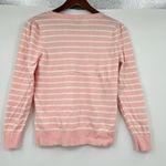 Talbots CREWNECK SWEATER EMBROIDERED BUTTERFLY STRIPE pink & white medium petite Photo 2