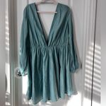 Kalita Green Aphrodite Cloud Tunic Mini Dress Cotton Silk Blend V Neckline XS Photo 5