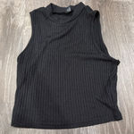 SheIn  Black Ribbed High Neck Cropped Tank Top Photo 0