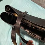 Michael Kors Black Leather Gold Accent Purse Photo 5