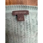 Ann Taylor  100% Cashmere Cable Knit V-Neck Sweater Women's S Mint Green Photo 2