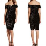 Bardot  Sequin Velvet Off The Shoulder Sheath Dress Black Knee Length Medium NEW Photo 1