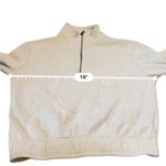 Garnet Hill Cropped Quarter Zip Pullover Sweatshirt Women’s Size XS Light Gray Photo 5