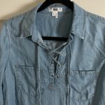 Paige Denim light blue, long-sleeved Lace-Up Shirt size small Photo 2