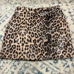 Blue Blush Mini Leather Cheetah Skirt Photo 1