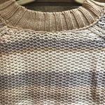 Free People  Devon Cropped Mock Neck Sweater Cream Neutral Stripe Medium Cotton Photo 11