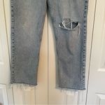 We The Free Free People  Button Fly Straight Leg Jeans Sz 29 Raw Hem Distressed Photo 3