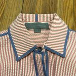Proenza Schouler  Red white blue seersucker textured button down shirt blouse 2 Photo 3