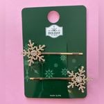 Holiday Time Snowflake Hair Clip Christmas Hair Accessories Glitter Winter Crystals Rhineston Photo 1
