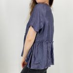 Chan Luu  Silk Blend Baby Doll Top in Dark Blue Size M Photo 3