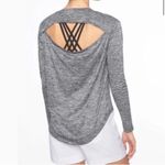 Athleta  Womens Shirt Blue White Stripe Breezy Long Sleeve Cut Out Plus Size 1X Photo 1