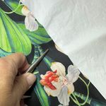 PatBo Kimono Sleeve Wrap Top black and green with white flowers blouse sz L Photo 29