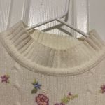 Alfred Dunner Vintage Cream Embroidered Floral Mock Neck Long Sleeve Sweater Size L Photo 3
