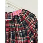 LDT Rachel Plaid Round Neck 3/4 Puff Sleeve Ruffled Poof Swing Dress Size 2/S Red Photo 1