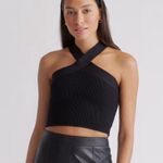 Allie Rose Allie Rise Size M Halter Neck Ribbed Crop Top Black Cocktail Going Out Top Party Photo 4
