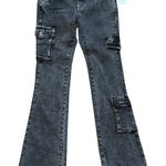 True Religion  Becca Low Rise Bootcut Cargo Jeans Black Wash Size 29 Photo 0