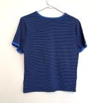 KASPER Blue Black Horizontal Striped Short Sleeve Office Preppy Knit Sweater Top Size 8 Photo 7