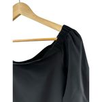 Theory  Silk Off-Shoulder‎ Joscla Blouse Top Sz S Puff Sleeve Black Chiffon Photo 3
