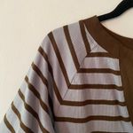 Maeve  Purple Brown Stripe Ribbed Short Sleeve Henley Shirt Preppy Sparkle 2X Photo 4