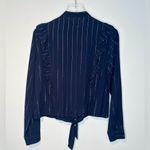 Rails Piper Panama Stripe Navy Blue Metallic Shirt Top Blouse Size S Photo 1