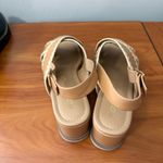 Soda  Platform Slingback Sandal‎ Tan White Embroidered Boho Crisscross Strappy 9 Photo 3