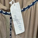 Mystree Brown Navy Southwest Print Trim Raw Edge Neckline ModCloth Shirt Dress Mystery Photo 13