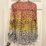 Multiples  Women Leopard Ombre Gradient Button Down Long Sleeve Shirt Top Size L Photo 3