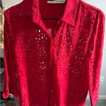 ZARA  Vibrant Red Eyelet Blouse size S Photo 0