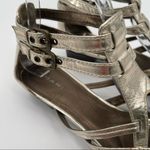 Tahari Sandals Gold Leather Shoes Strappy Flat Ankle Straps Summer Size 9.5 Photo 1