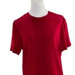 Vintage Kasper Blouse 10 Red 100% Silk Pleated Front Classic 90s Career Top Photo 3