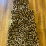 Love Tree NWT faux fur Hoodedvest women’s small Leopard print brown/beige/black Photo 5